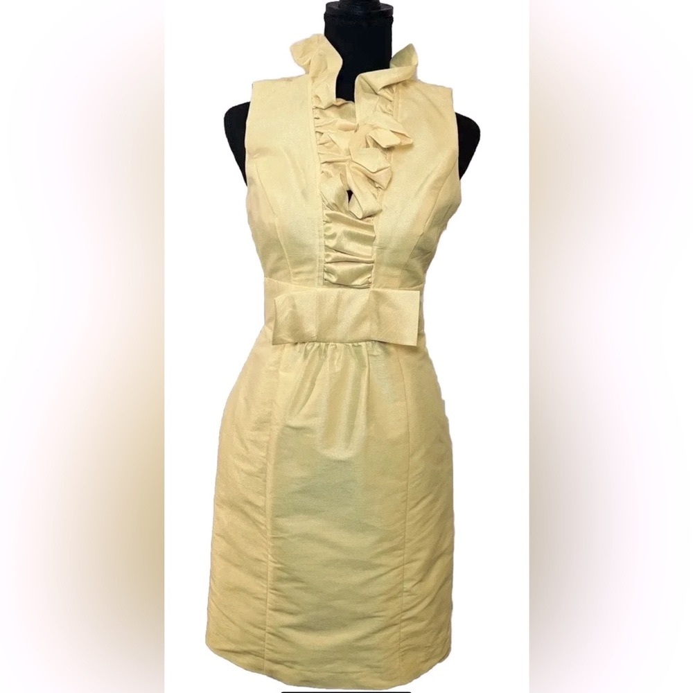 Alfred Sung Women’s Ruffle Collar Yellow Sleeveless Dress Size 2